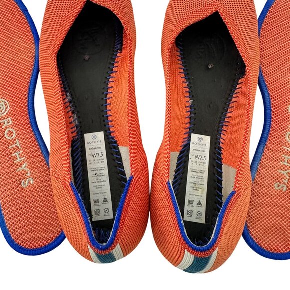 Rothys Womens Orange Loafer Flats Size 7.5 Sustainable Knit Material Lightweight - Picture 16 of 16